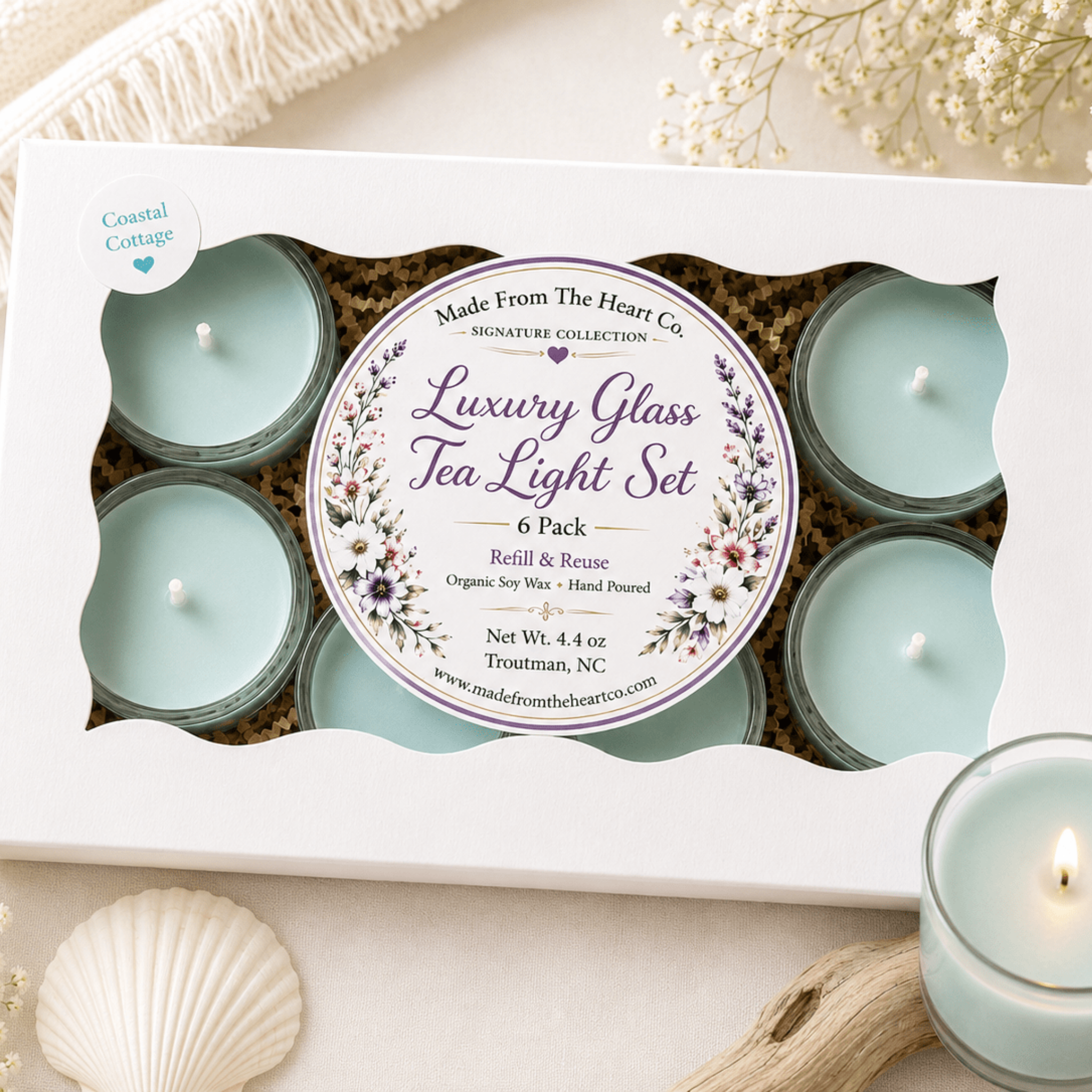 Coastal Cottage Luxury Tea Lights