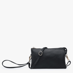 Jen & Co. - M013 Riley Monogrammable 3 Compartment Crossbody/Wristlet: Black - Made From the Heart Co