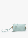 Jen & Co. - M013 Riley Monogrammable 3 Compartment Crossbody/Wristlet: Seafoam - Made From the Heart Co