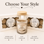 Golden Sandalwood Organic Soy Candle | Luxury Candle Jar, Glass Tea Light Set & Refills | Handmade Gift - Made From the Heart Co