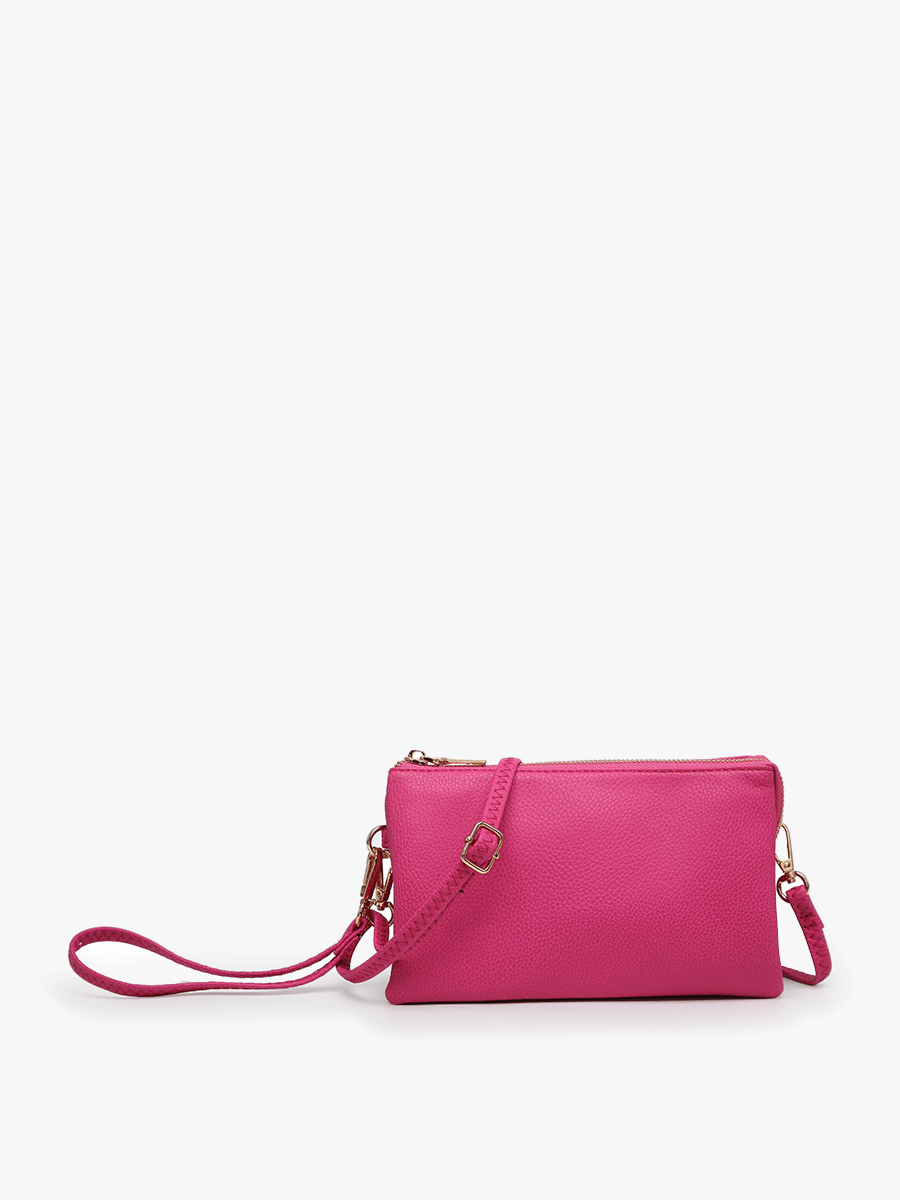 Jen & Co. - M013 Riley Monogrammable 3 Compartment Crossbody/Wristlet: Berry - Made From the Heart Co