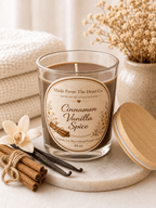 Cinnamon Vanilla Spice Organic Soy Candle | Luxury Candle Jar, Glass Tea Light Set & Refills | Handmade Gift - Made From the Heart Co