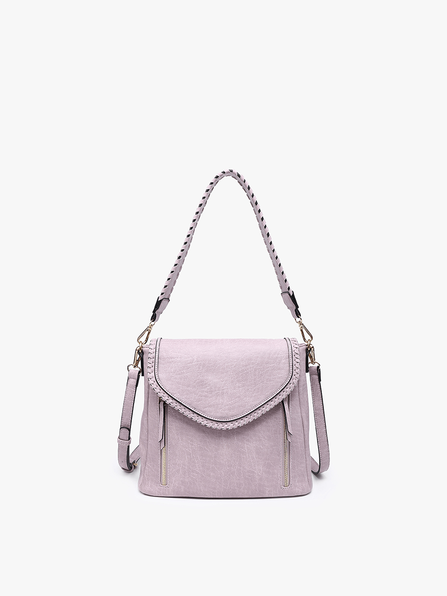 Jen & Co. - Lorelei Double Zip Whipstitch Trim Crossbody Handbag - Made From the Heart Co
