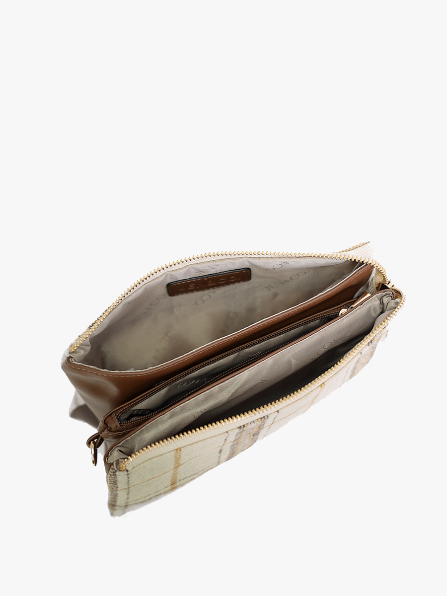 Jen & Co. - M013 Riley Monogrammable 3 Compartment Crossbody/Wristlet: Watermelon - Made From the Heart Co