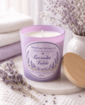 Lavender Fields Organic Soy Candle | Luxury Candle, Glass Tea Light Set & Refills | Handmade Gift - Made From the Heart Co