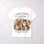 Stars, Stripes & Sweet Vibes Patriotic Dog & Cat Graphic T-Shirt - Made From the Heart Co