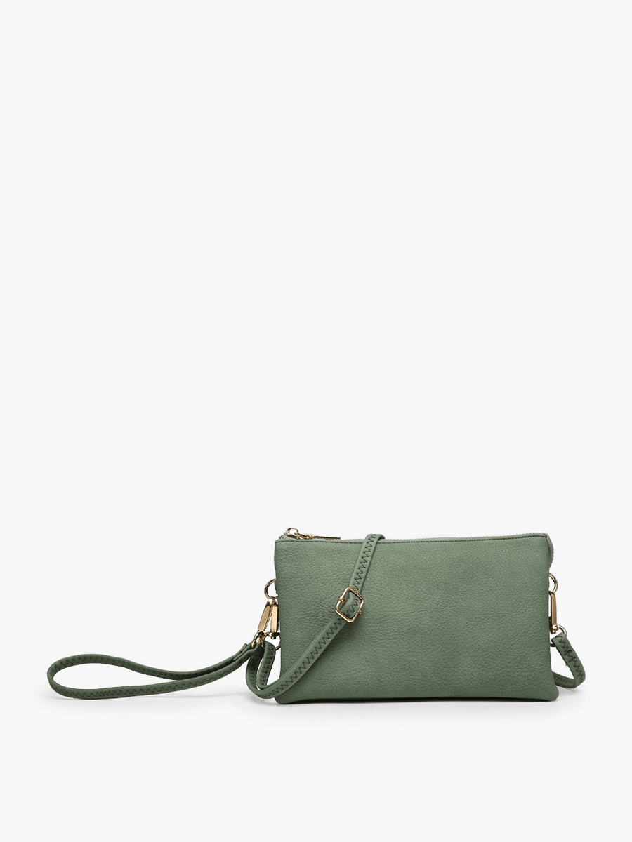 Jen & Co. - M013 Riley Monogrammable 3 Compartment Crossbody/Wristlet: Seafoam - Made From the Heart Co