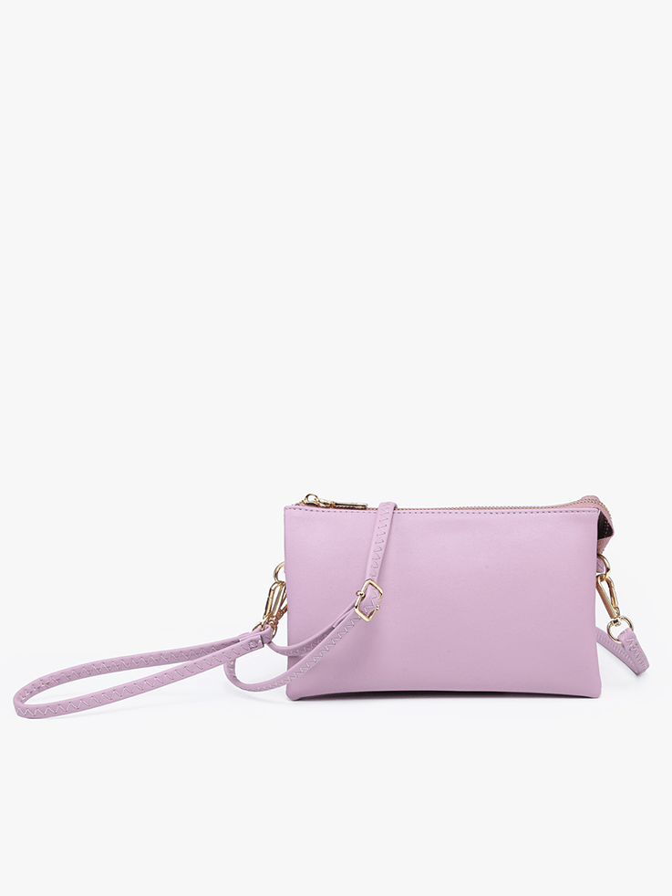 Jen & Co. - M013 Riley Monogrammable 3 Compartment Crossbody/Wristlet: Mauve - Made From the Heart Co