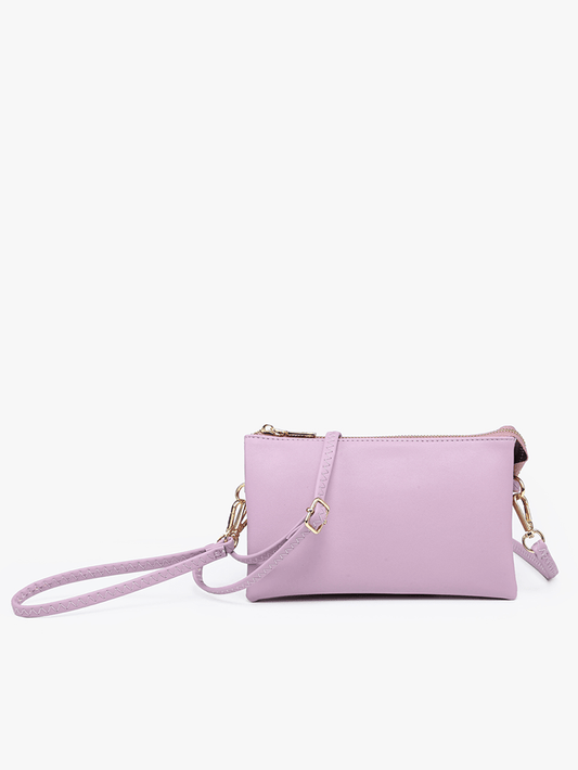 Jen & Co. - M013 Riley Monogrammable 3 Compartment Crossbody/Wristlet: Mauve - Made From the Heart Co