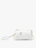 Jen & Co. - M013 Riley Monogrammable 3 Compartment Crossbody/Wristlet: White - Made From the Heart Co