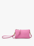 Jen & Co. - M013 Riley Monogrammable 3 Compartment Crossbody/Wristlet: Bubblegum - Made From the Heart Co