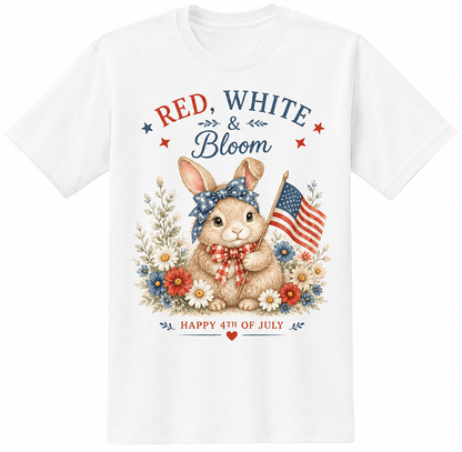 Red, White & Bloom Patriotic Bunny T-Shirt - Made From the Heart Co