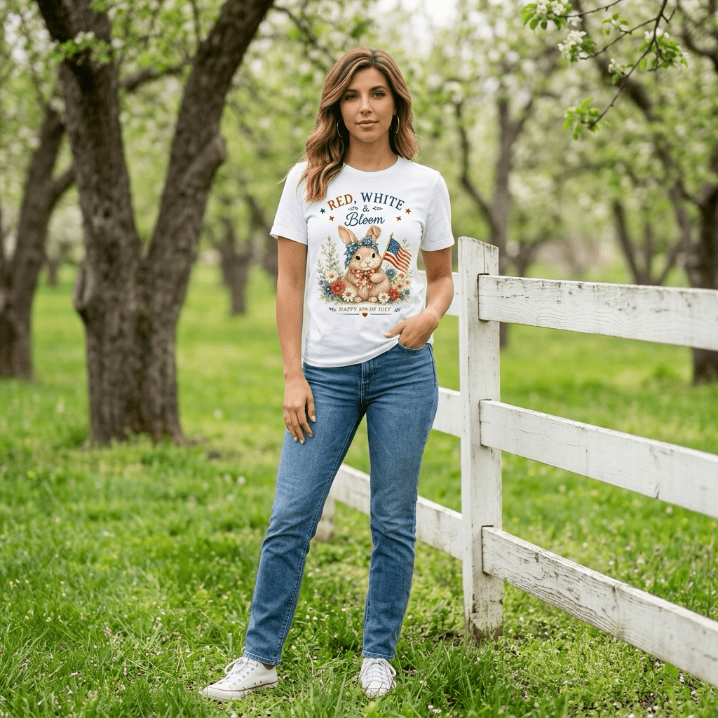 Red, White & Bloom Patriotic Bunny T-Shirt - Made From the Heart Co