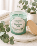 Eucalyptus Grove Organic Soy Candle | Luxury Candle Jar, Glass Tea Light Set & Refills | Handmade Gift - Made From the Heart Co