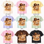Highland Cow Cowboy Hat T-Shirt | Western Cow Graphic Tee | Rustic Farm Shirt | Country Style Shirt | Cute Cowgirl Outfit - Made From the Heart Co