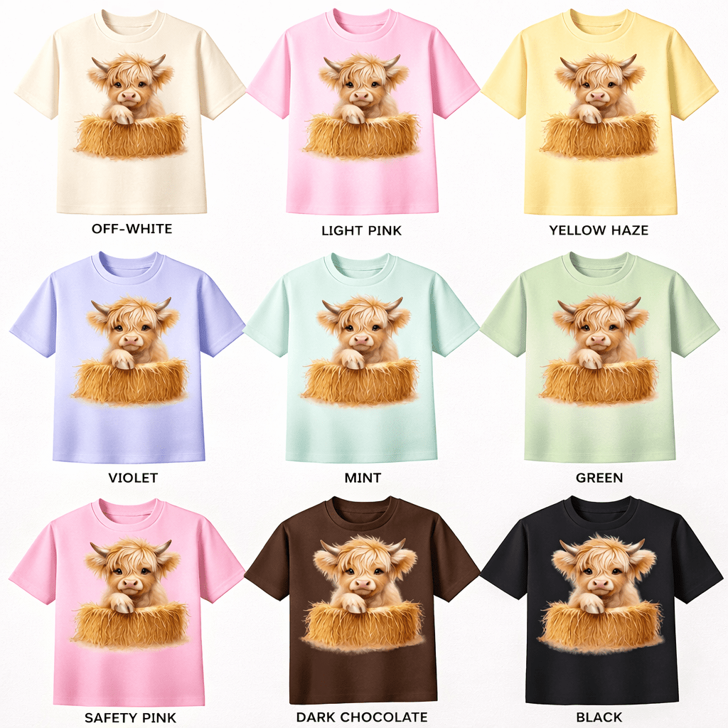 Baby Highland Cow T-Shirt | Cute Farm Animal Tee | Soft Country Style Shirt | Kids & Adult Sizes | Gift for Cow Lovers - Made From the Heart Co