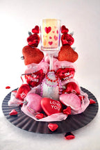 Romantic Valentine Heart Centerpiece with Candle with hearts and lights - Made From the Heart Co