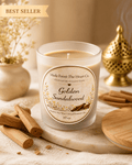 Golden Sandalwood Organic Soy Candle | Luxury Candle Jar, Glass Tea Light Set & Refills | Handmade Gift - Made From the Heart Co