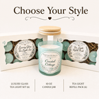 Coastal Cottage Organic Soy Candle | Luxury Candle Jar, Glass Tea Light Set & Refills | Handmade Gift - Made From the Heart Co