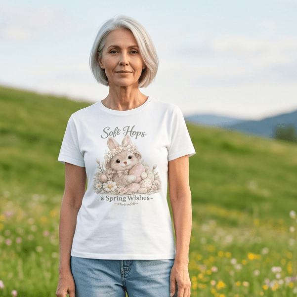 Soft Hops & Spring Wishes Bunny T-Shirt – Cute Bunny Floral Tee | Cottagecore Spring Shirt | Kids & Adult Sizes - Made From the Heart Co