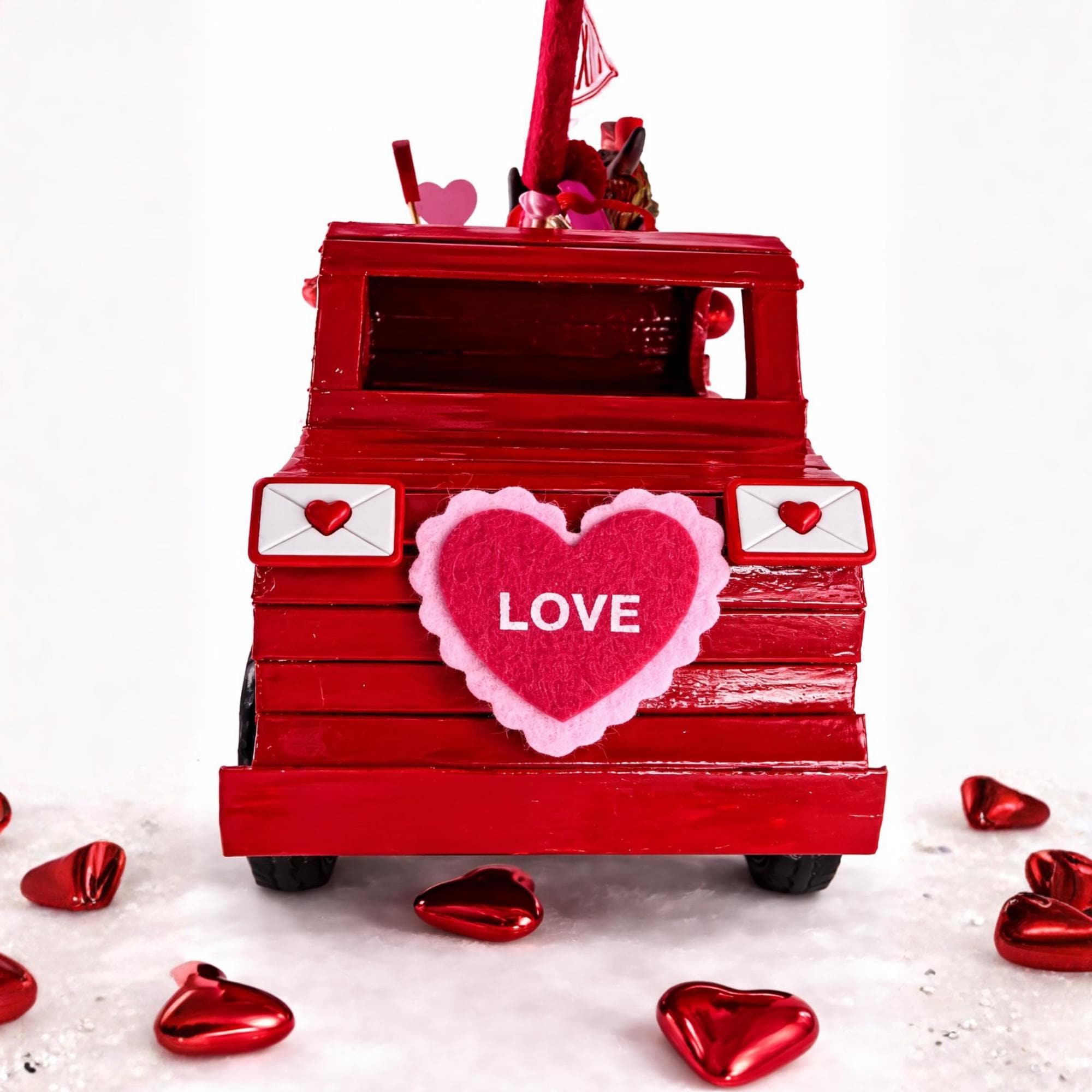 Handmade Valentine Red Truck Decor, Highland Cow, Donkey & Chicken - Made From the Heart Co