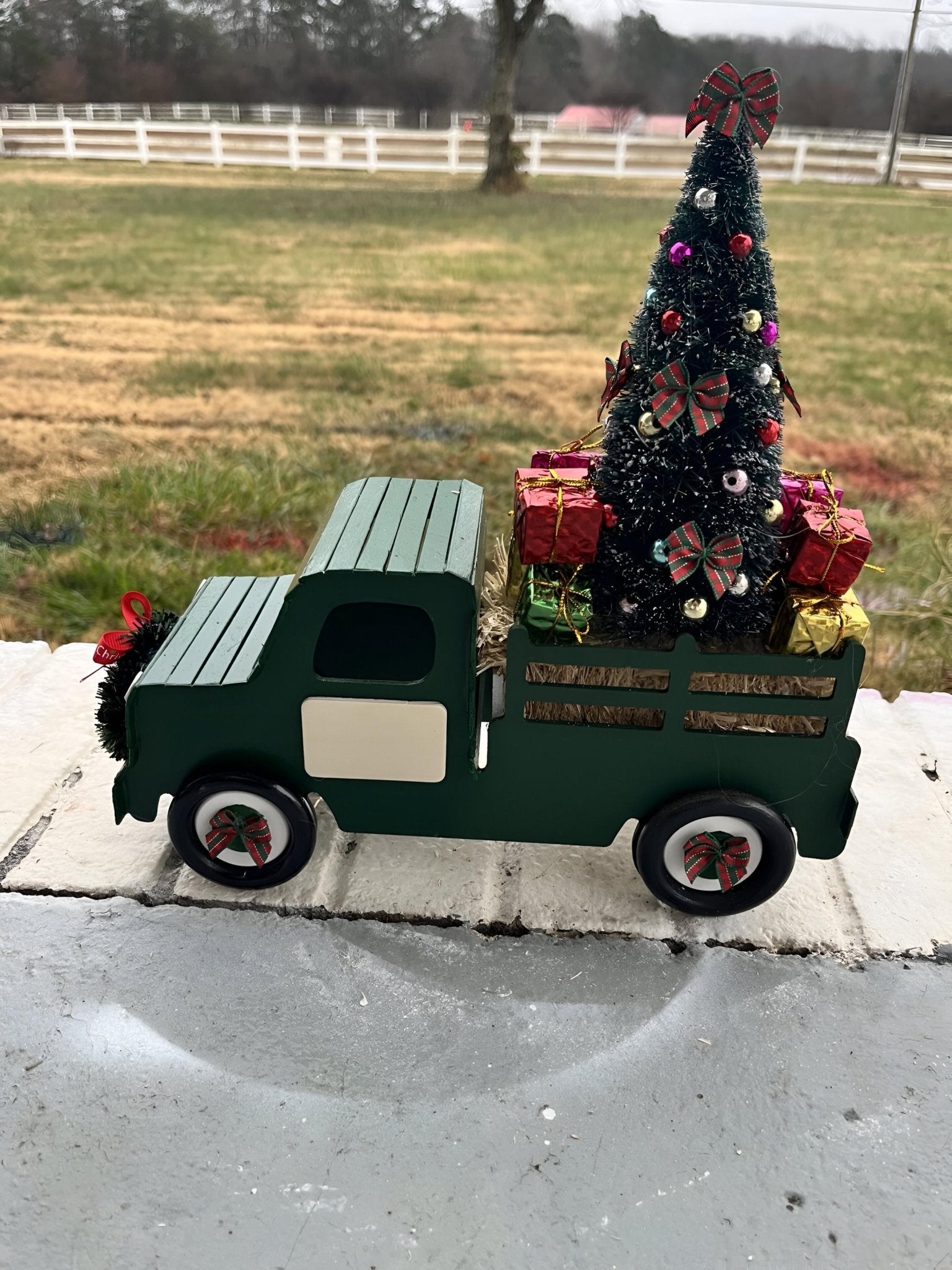 Handmade Wooden Christmas Truck – Farmhouse Holiday Decor with Tree & Gifts - Made From the Heart Co