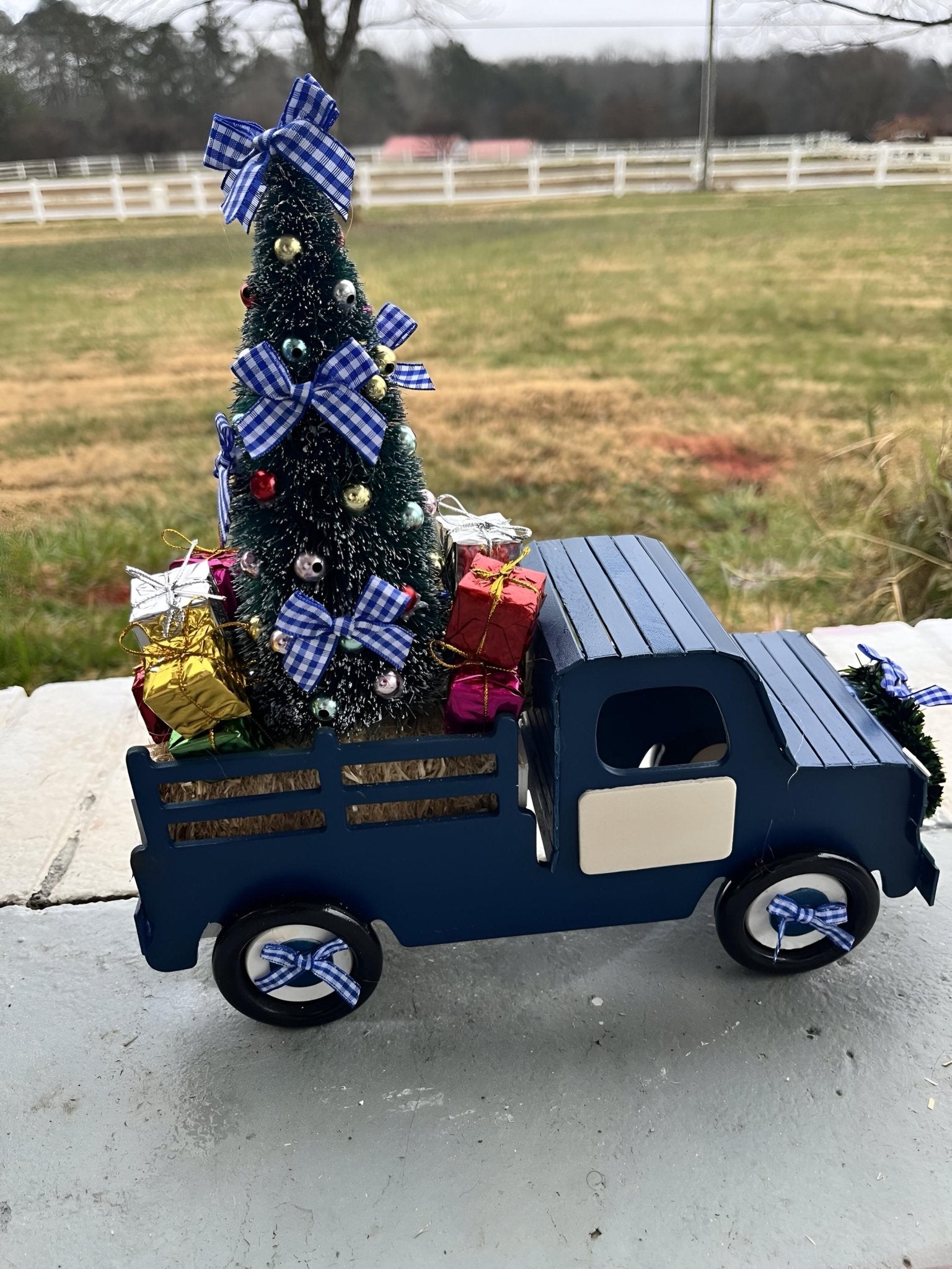 Handmade Wooden Christmas Truck – Farmhouse Holiday Decor with Tree & Gifts - Made From the Heart Co