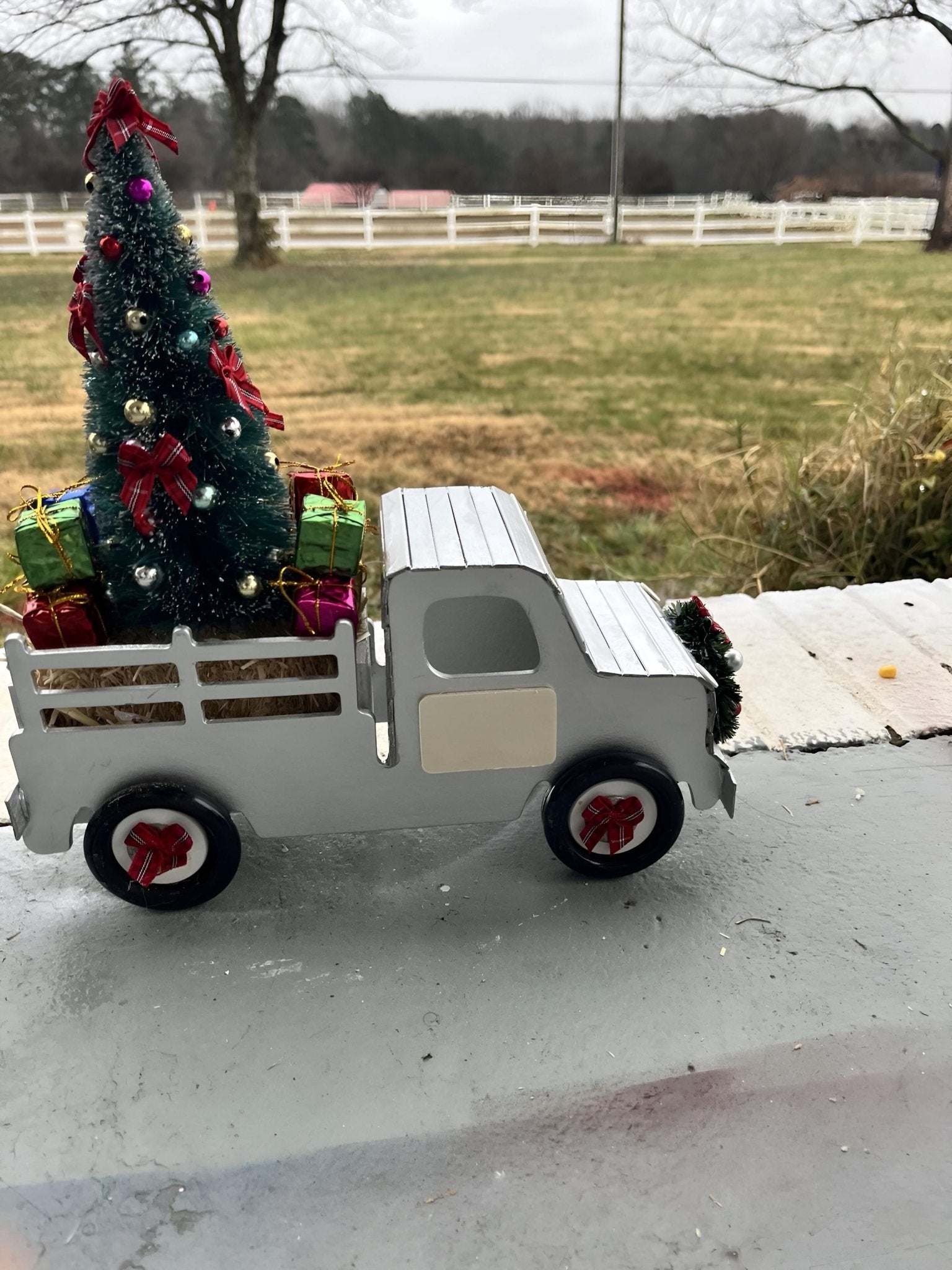 Handmade Wooden Christmas Truck – Farmhouse Holiday Decor with Tree & Gifts - Made From the Heart Co