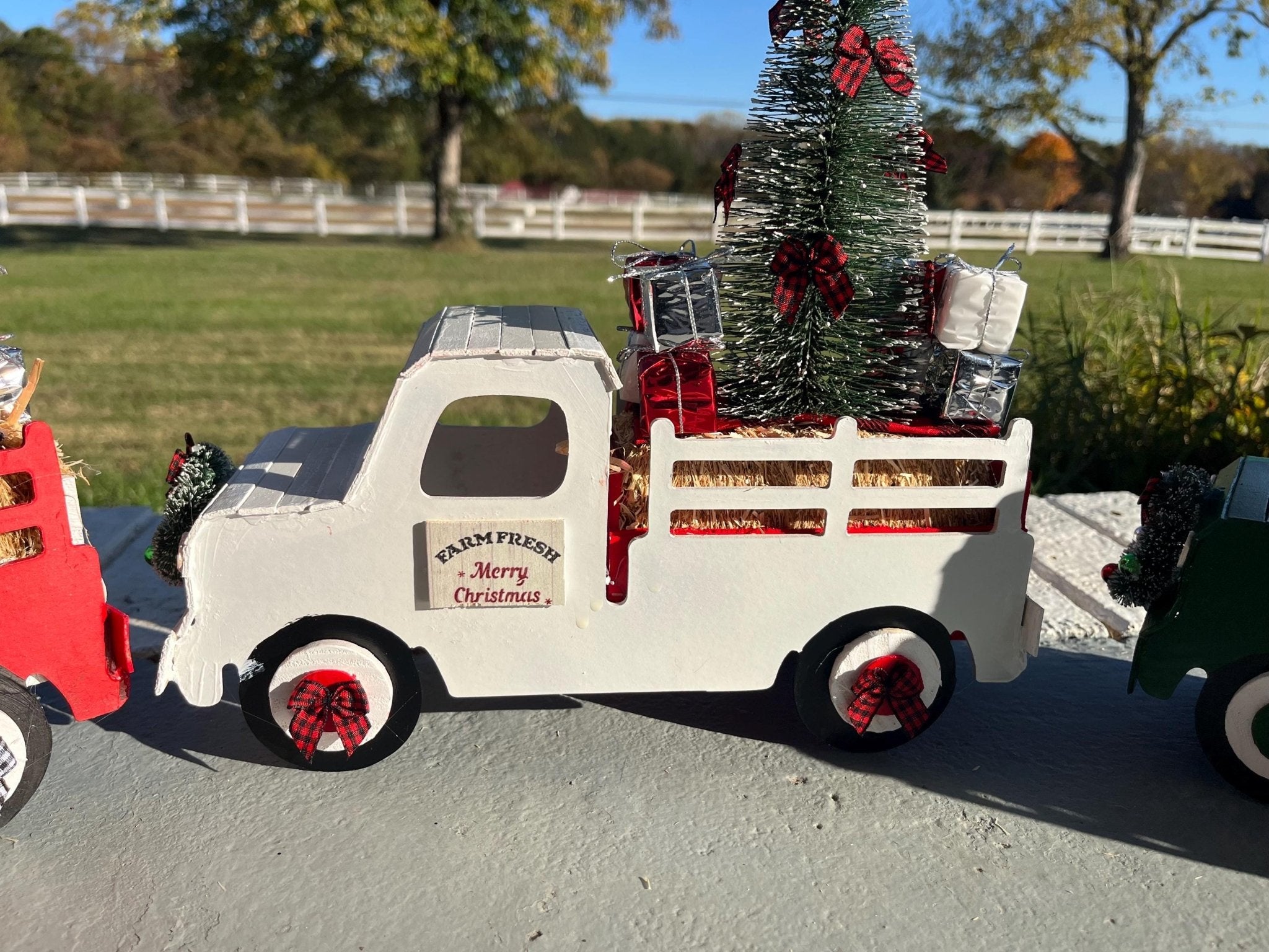 Handmade Wooden Christmas Truck – Farmhouse Holiday Decor with Tree & Gifts - Made From the Heart Co