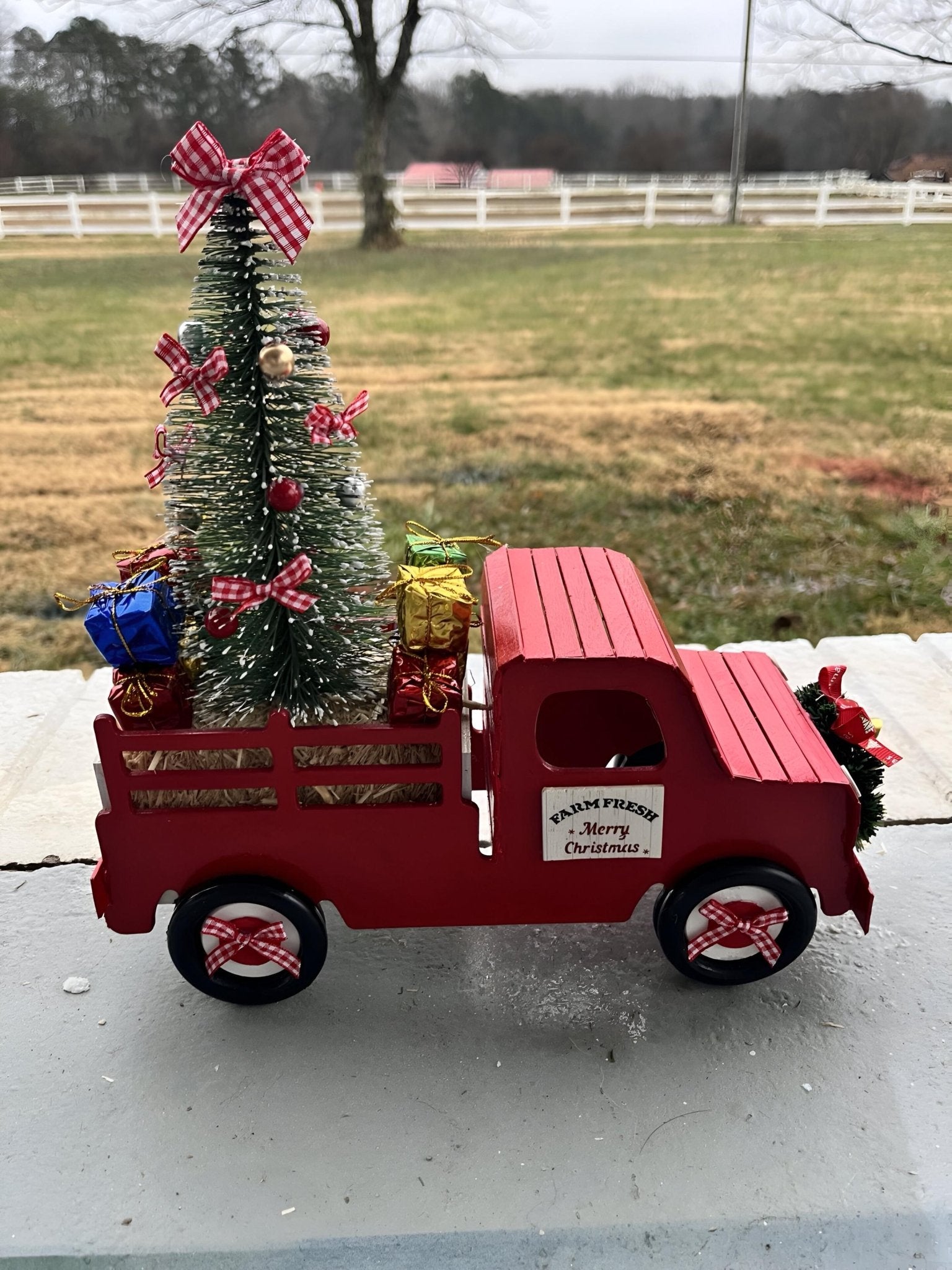 Handmade Wooden Christmas Truck – Farmhouse Holiday Decor with Tree & Gifts - Made From the Heart Co