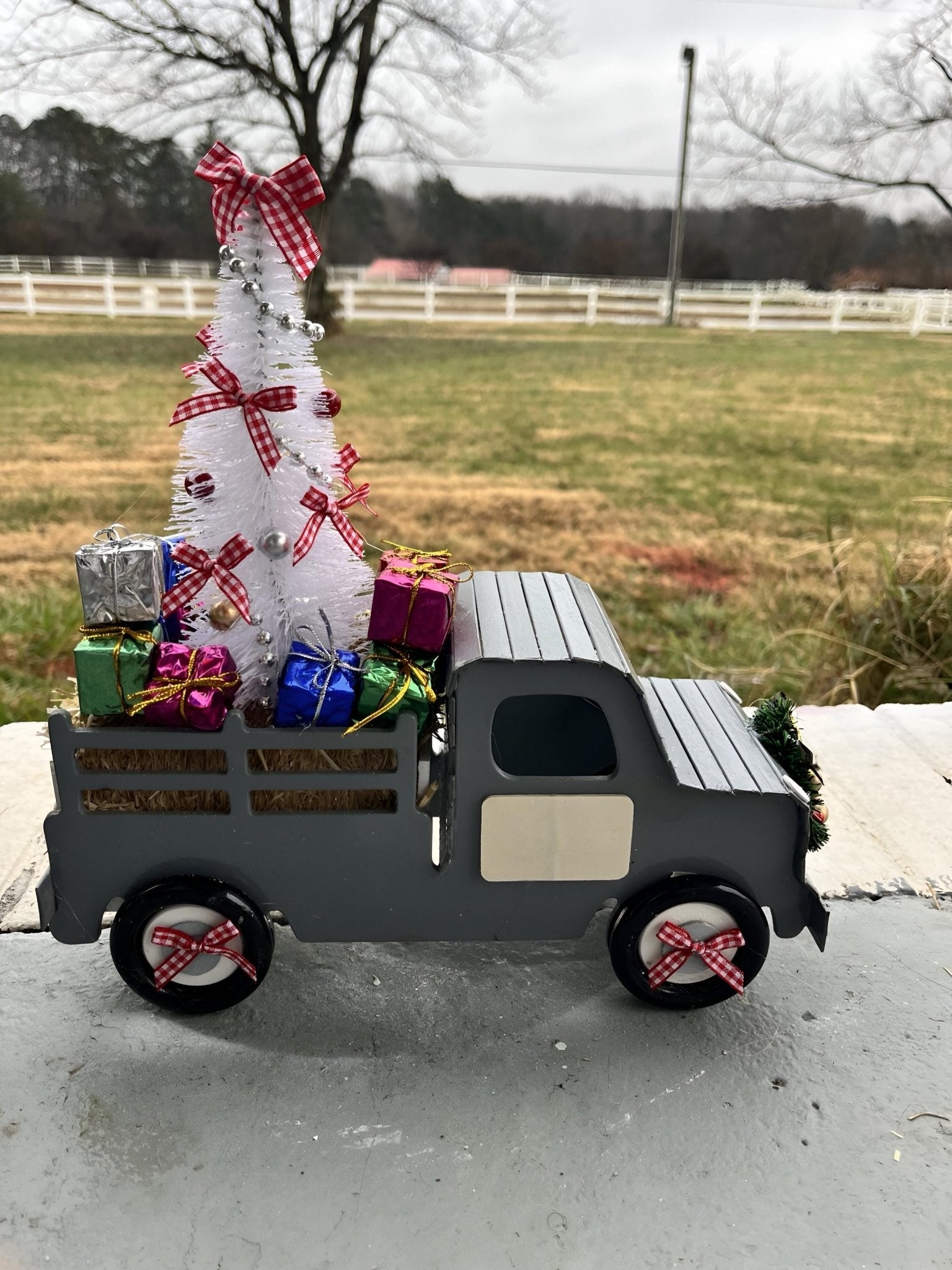 Handmade Wooden Christmas Truck – Farmhouse Holiday Decor with Tree & Gifts - Made From the Heart Co