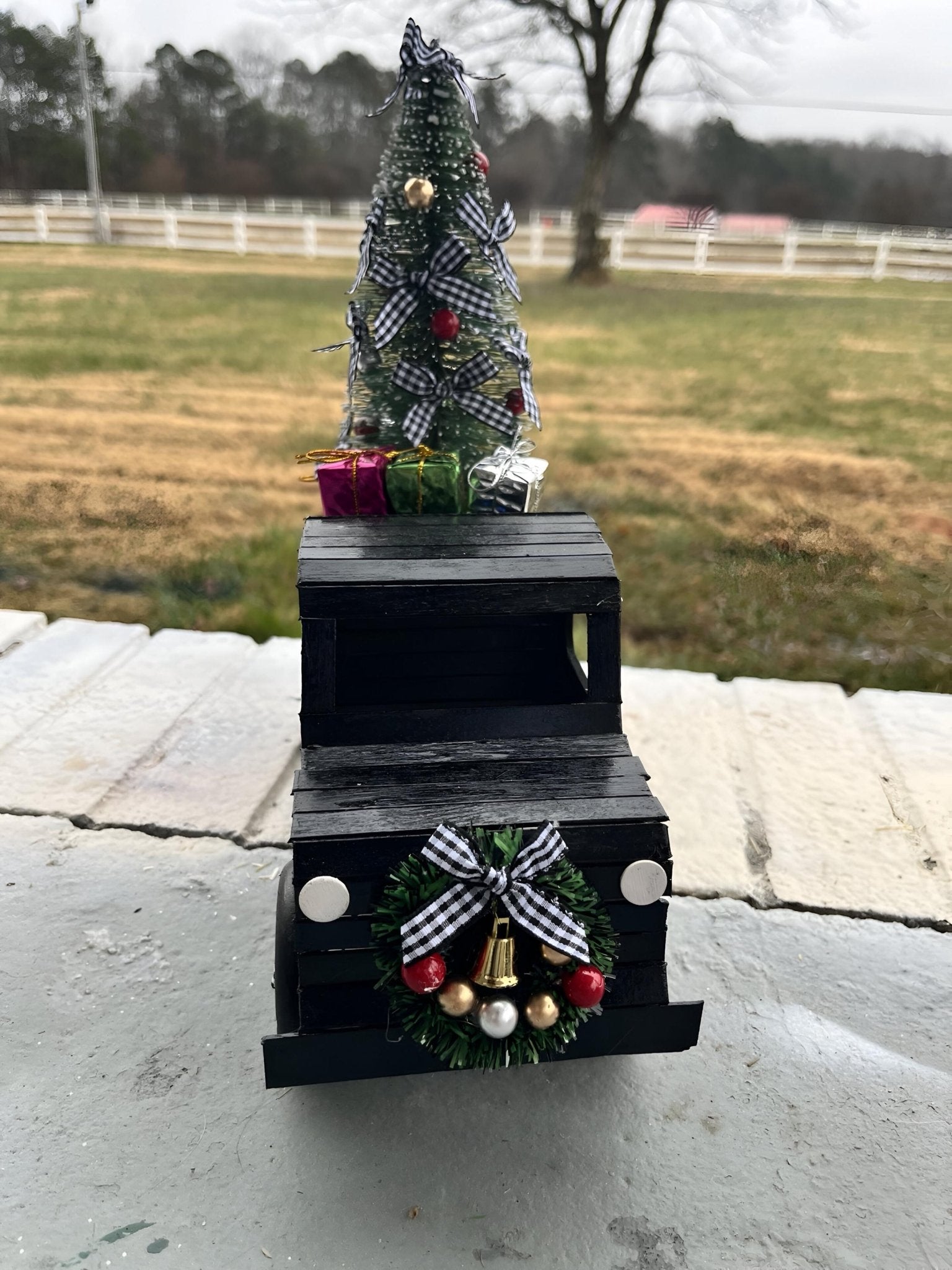 Handmade Wooden Christmas Truck – Farmhouse Holiday Decor with Tree & Gifts - Made From the Heart Co
