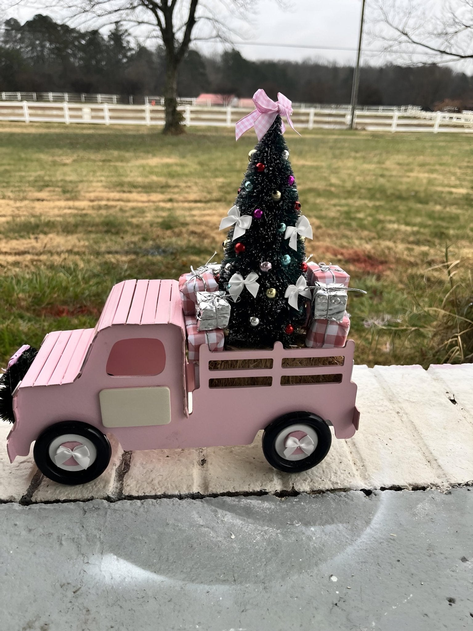 Handmade Wooden Christmas Truck – Farmhouse Holiday Decor with Tree & Gifts - Made From the Heart Co