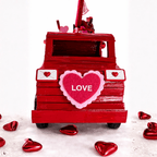 Handmade Valentine Red Truck Decor, with Highland Cow, Donkey & a Chickens. - Made From the Heart Co