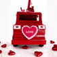 Handmade Valentine Red Truck Decor, with Highland Cow, Donkey & a Chickens. - Made From the Heart Co