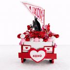 Handmade Valentine Red Truck Decor, with Highland Cow, Donkey & a Chickens. - Made From the Heart Co