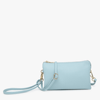 Jen & Co. - M013 Riley Monogrammable 3 Compartment Crossbody/Wristlet: Ice Blue - Made From the Heart Co