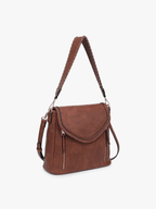 Jen & Co. - Lorelei Double Zip Whipstitch Trim Crossbody Handbag - Made From the Heart Co