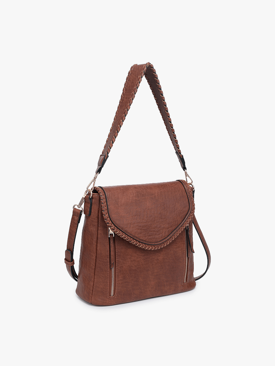 Jen & Co. - Lorelei Double Zip Whipstitch Trim Crossbody Handbag - Made From the Heart Co
