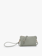 Jen & Co. - M013 Riley Monogrammable 3 Compartment Crossbody/Wristlet: Lt. Sage - Made From the Heart Co