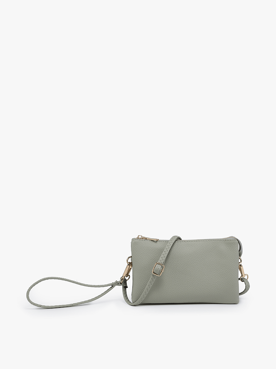 Jen & Co. - M013 Riley Monogrammable 3 Compartment Crossbody/Wristlet: Lt. Sage - Made From the Heart Co