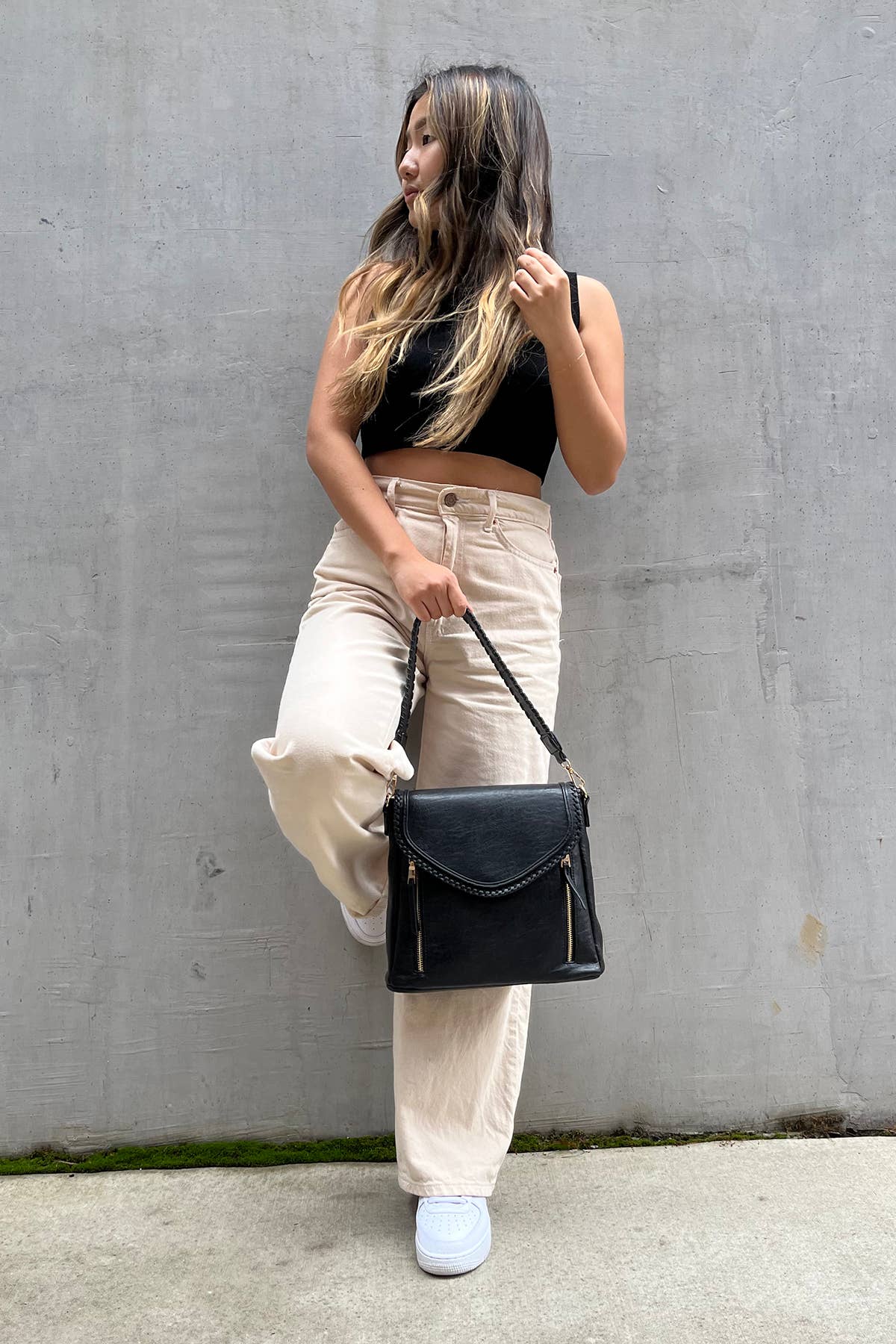 Jen & Co. - Lorelei Double Zip Whipstitch Trim Crossbody Handbag - Made From the Heart Co