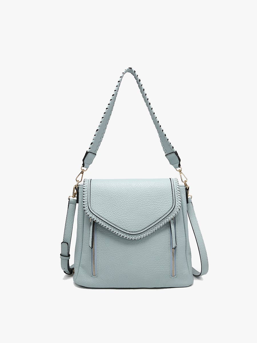 Jen & Co. - Lorelei Double Zip Whipstitch Trim Crossbody Handbag - Made From the Heart Co