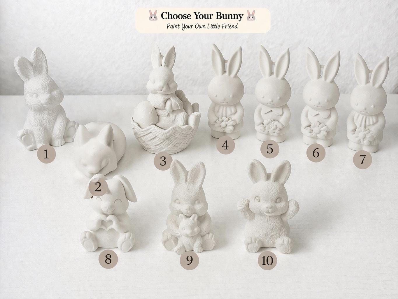 Paint Your Own Little Friend Kit – Pick Your Bunny | DIY Ceramic Bunny Painting Kit | Kids Craft Kit | Easter Gift | Creative Activity Kit - Made From the Heart Co