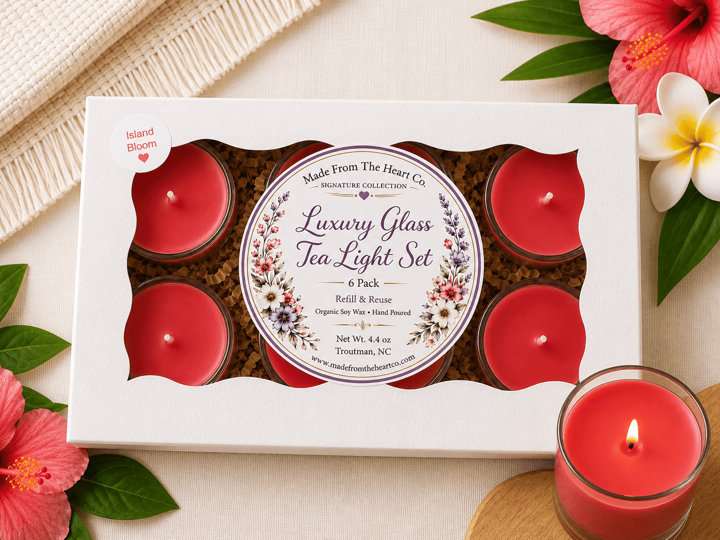 Island Bloom tea light refills