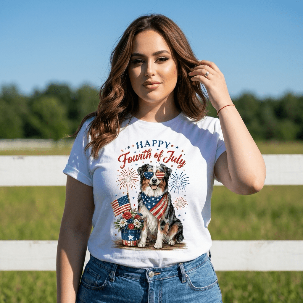Patriotic Australian Shepherd T-Shirt – Happy Fourth of July Dog Tee - Made From the Heart Co