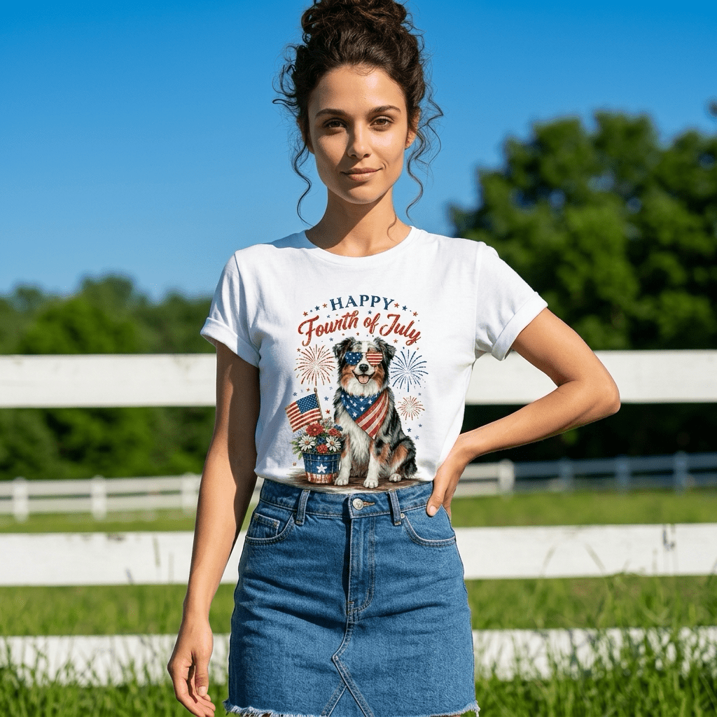 Patriotic Australian Shepherd T-Shirt – Happy Fourth of July Dog Tee - Made From the Heart Co