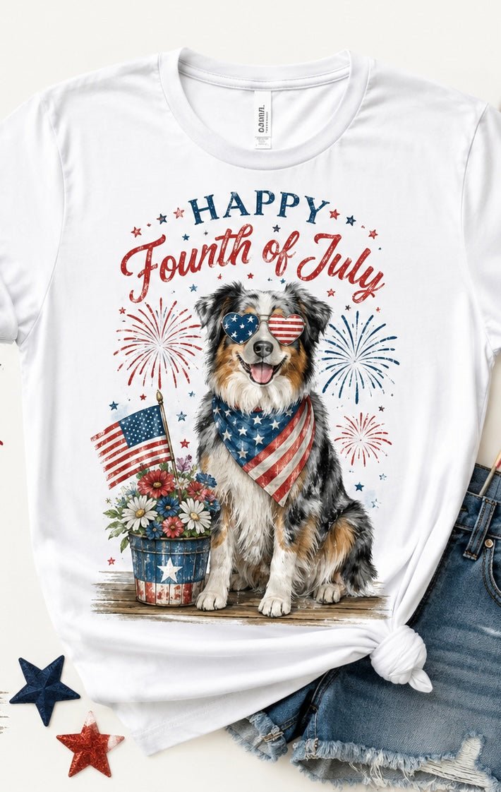 Patriotic Australian Shepherd T-Shirt – Happy Fourth of July Dog Tee - Made From the Heart Co