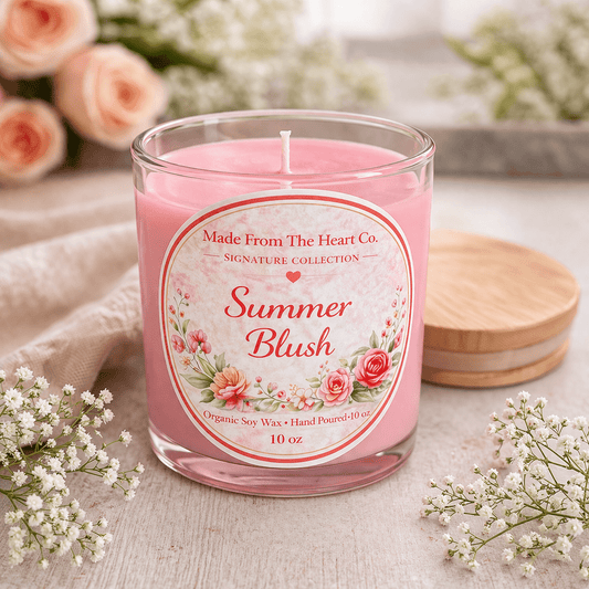 Summer Blush Organic Soy Candle - Made From the Heart Co